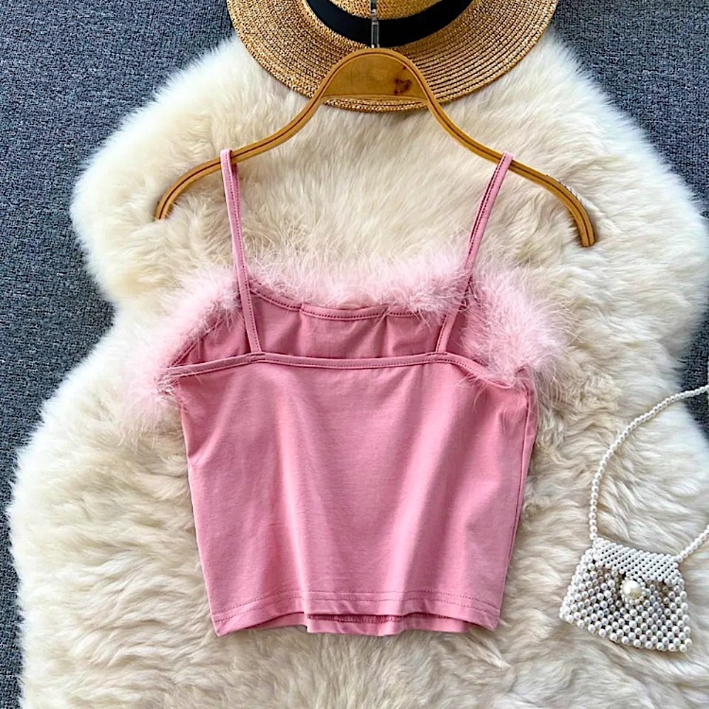 Pink feather trim cami - Picture 8 of 11